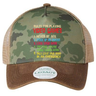 Funny Gamer Boys Teens Saying Rules For Playing Video Games Legacy Tie Dye Trucker Hat
