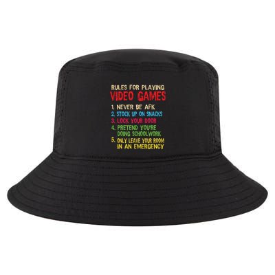 Funny Gamer Boys Teens Saying Rules For Playing Video Games Cool Comfort Performance Bucket Hat