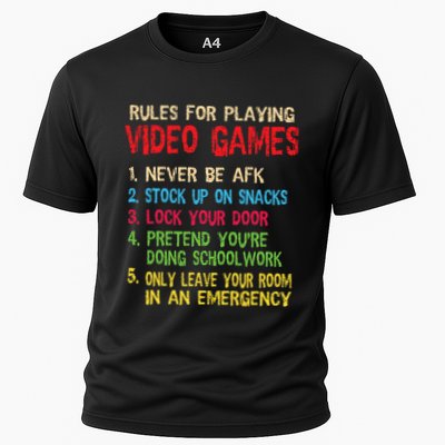 Funny Gamer Boys Teens Saying Rules For Playing Video Games Performance Shirt