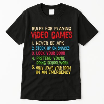 Funny Gamer Boys Teens Saying Rules For Playing Video Games Tall T-Shirt