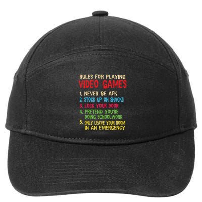 Funny Gamer Boys Teens Saying Rules For Playing Video Games 7-Panel Snapback Hat