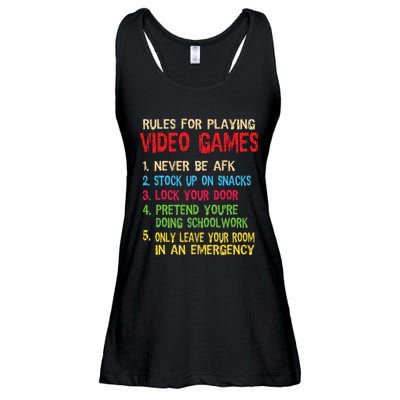 Funny Gamer Boys Teens Saying Rules For Playing Video Games Ladies Essential Flowy Tank