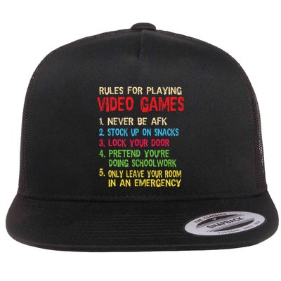 Funny Gamer Boys Teens Saying Rules For Playing Video Games Flatbill Hat