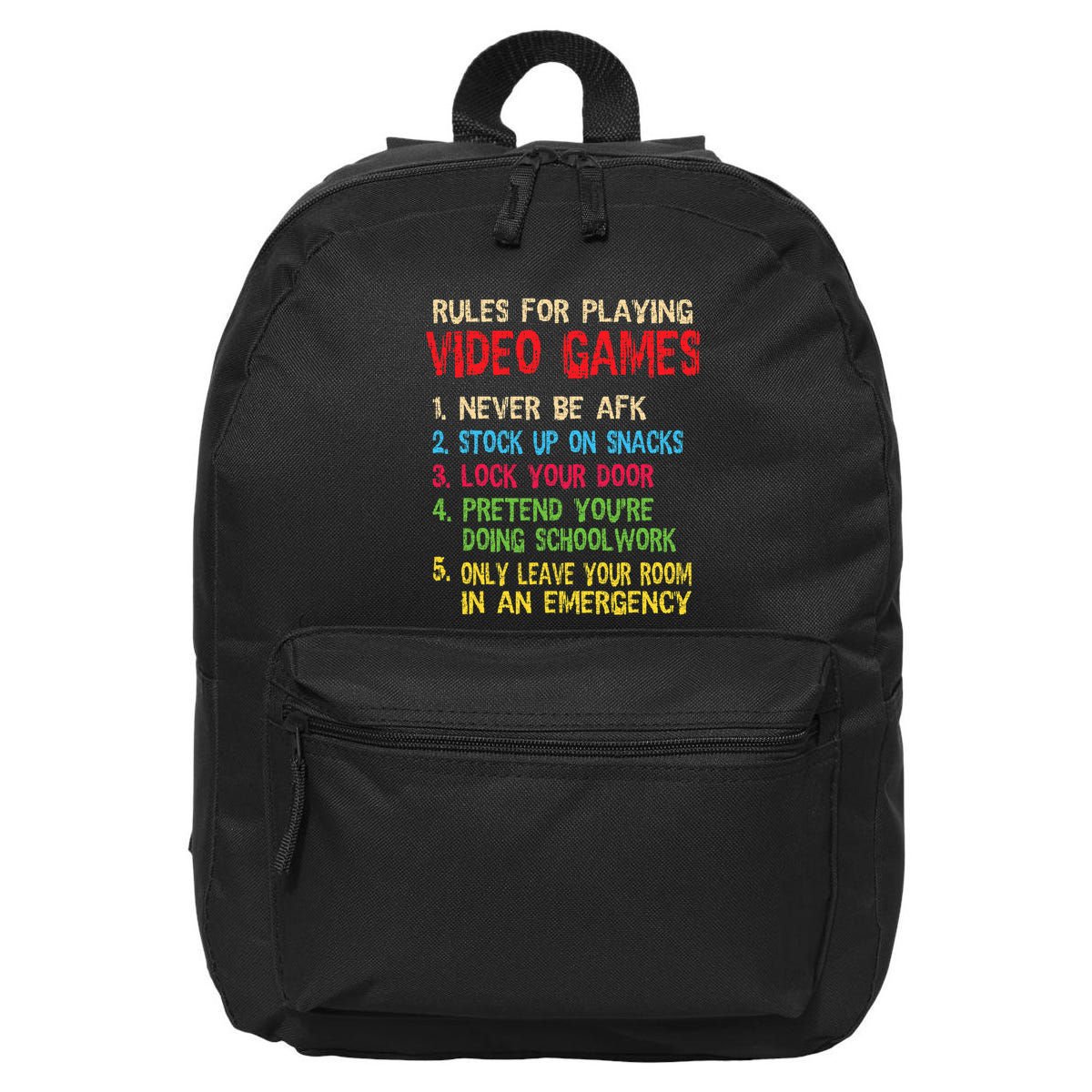 Funny Gamer Boys Teens Saying Rules For Playing Video Games 16 in Basic Backpack
