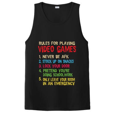 Funny Gamer Boys Teens Saying Rules For Playing Video Games PosiCharge Competitor Tank