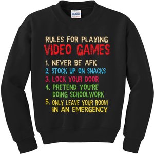 Funny Gamer Boys Teens Saying Rules For Playing Video Games Kids Sweatshirt