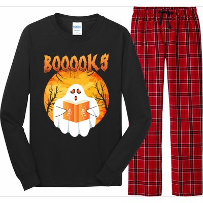 Fun Graphic Booooks Ghost Boo Read Books Halloween Gift Long Sleeve Pajama Set