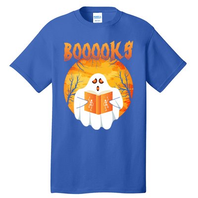 Fun Graphic Booooks Ghost Boo Read Books Halloween Gift Tall T-Shirt