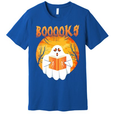 Fun Graphic Booooks Ghost Boo Read Books Halloween Gift Premium T-Shirt