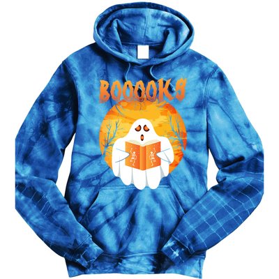 Fun Graphic Booooks Ghost Boo Read Books Halloween Gift Tie Dye Hoodie