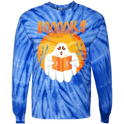 Fun Graphic Booooks Ghost Boo Read Books Halloween Gift Tie-Dye Long Sleeve Shirt