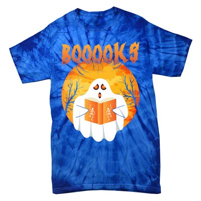 Fun Graphic Booooks Ghost Boo Read Books Halloween Gift Tie-Dye T-Shirt