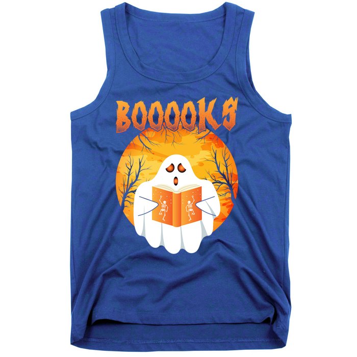 Fun Graphic Booooks Ghost Boo Read Books Halloween Gift Tank Top