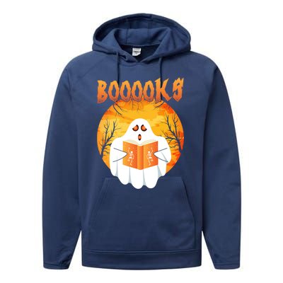 Fun Graphic Booooks Ghost Boo Read Books Halloween Gift Performance Fleece Hoodie