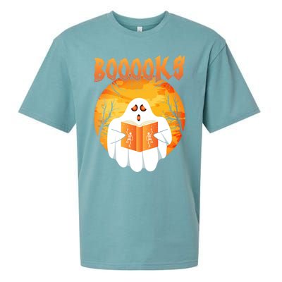 Fun Graphic Booooks Ghost Boo Read Books Halloween Gift Sueded Cloud Jersey T-Shirt