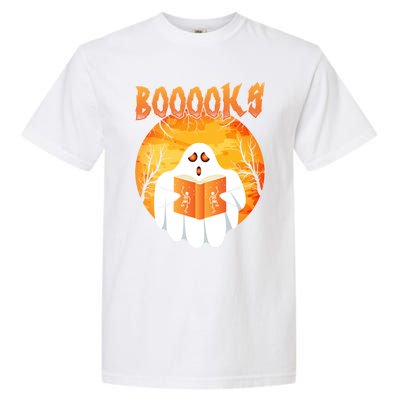 Fun Graphic Booooks Ghost Boo Read Books Halloween Gift Garment-Dyed Heavyweight T-Shirt