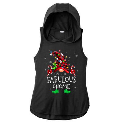 Fabulous Gnome Buffalo Plaid Matching Family Christmas Ladies PosiCharge Tri-Blend Wicking Draft Hoodie Tank