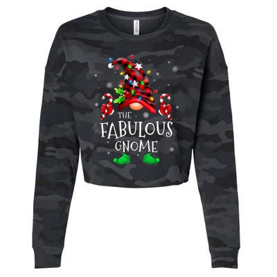 Fabulous Gnome Buffalo Plaid Matching Family Christmas Cropped Pullover Crew