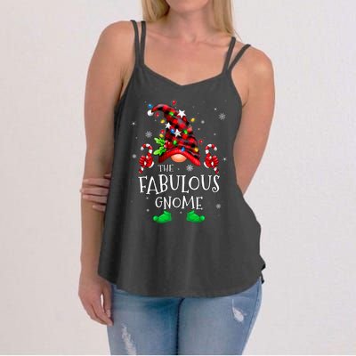 Fabulous Gnome Buffalo Plaid Matching Family Christmas Women's Strappy Tank