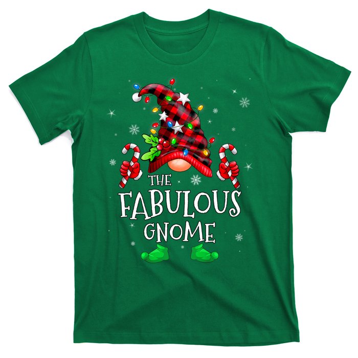 Fabulous Gnome Buffalo Plaid Matching Family Christmas T-Shirt