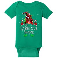 Fabulous Gnome Buffalo Plaid Matching Family Christmas Baby Bodysuit