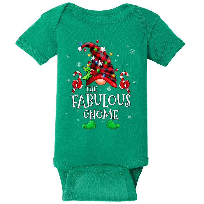 Fabulous Gnome Buffalo Plaid Matching Family Christmas Baby Bodysuit