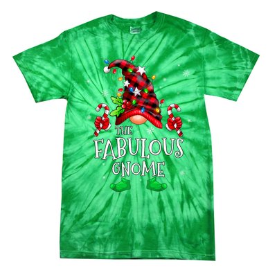 Fabulous Gnome Buffalo Plaid Matching Family Christmas Tie-Dye T-Shirt