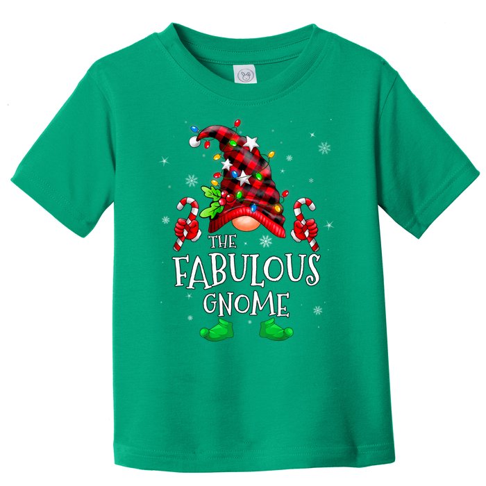 Fabulous Gnome Buffalo Plaid Matching Family Christmas Toddler T-Shirt