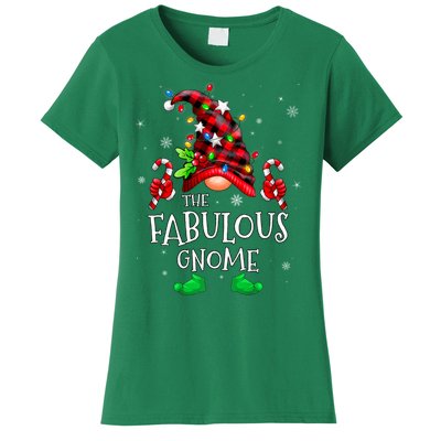 Fabulous Gnome Buffalo Plaid Matching Family Christmas Women's T-Shirt