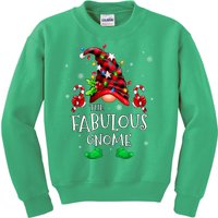 Fabulous Gnome Buffalo Plaid Matching Family Christmas Kids Sweatshirt