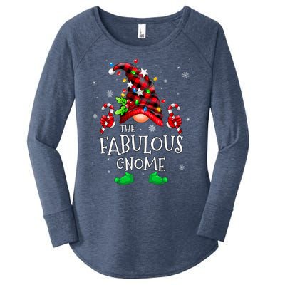 Fabulous Gnome Buffalo Plaid Matching Family Christmas Women's Perfect Tri Tunic Long Sleeve Shirt