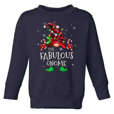 Fabulous Gnome Buffalo Plaid Matching Family Christmas Toddler Sweatshirt