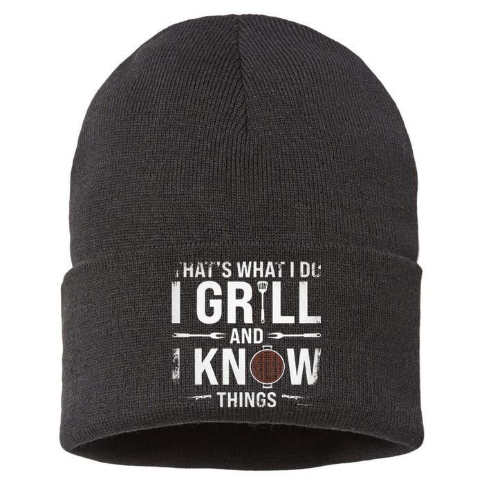 Funny Grilling BBQ Barbecue Smoking Meat Smoker Grill Lover Sustainable Knit Beanie