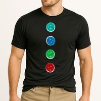 Four Groovy Buttons Blue Cat Funny Halloween Custom Cooling Performance Crew T-Shirt