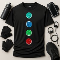 Four Groovy Buttons Blue Cat Funny Halloween Custom Cooling Performance Crew T-Shirt