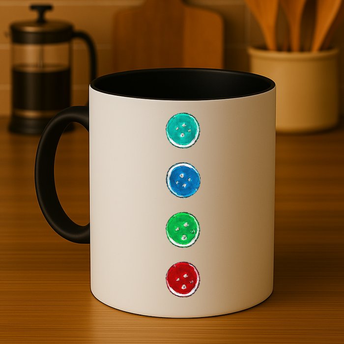 Four Groovy Buttons Blue Cat Funny Halloween Custom Mug