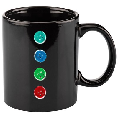 Four Groovy Buttons Blue Cat Funny Halloween Custom 11oz C Handle Ceramic Mug