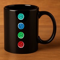 Four Groovy Buttons Blue Cat Funny Halloween Custom 11oz C Handle Ceramic Mug