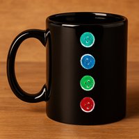 Four Groovy Buttons Blue Cat Funny Halloween Custom 11oz C Handle Ceramic Mug
