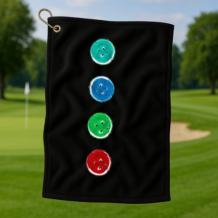 Four Groovy Buttons Blue Cat Funny Halloween Custom Golf Towel