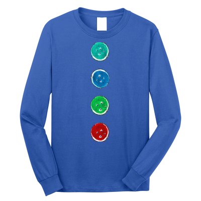 Four Groovy Buttons Blue Cat Funny Halloween Custom Long Sleeve Shirt