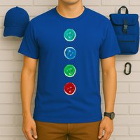 Four Groovy Buttons Blue Cat Funny Halloween Custom T-Shirt