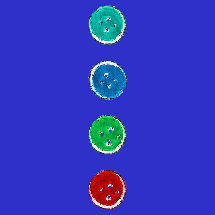 Four Groovy Buttons Blue Cat Funny Halloween Custom V-Neck T-Shirt