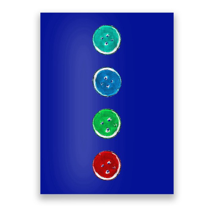 Four Groovy Buttons Blue Cat Funny Halloween Custom Poster