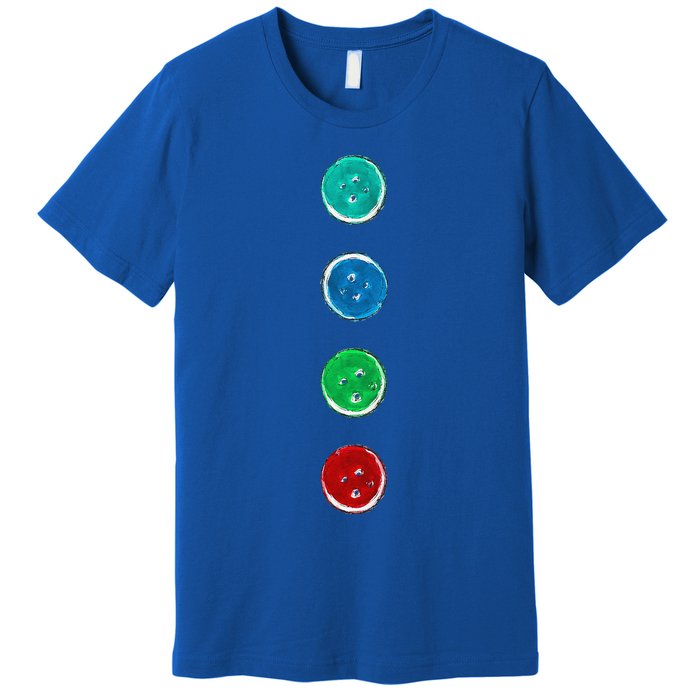 Four Groovy Buttons Blue Cat Funny Halloween Custom Premium T-Shirt