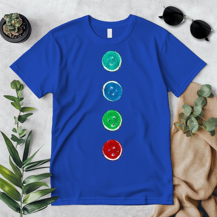 Four Groovy Buttons Blue Cat Funny Halloween Custom Premium T-Shirt