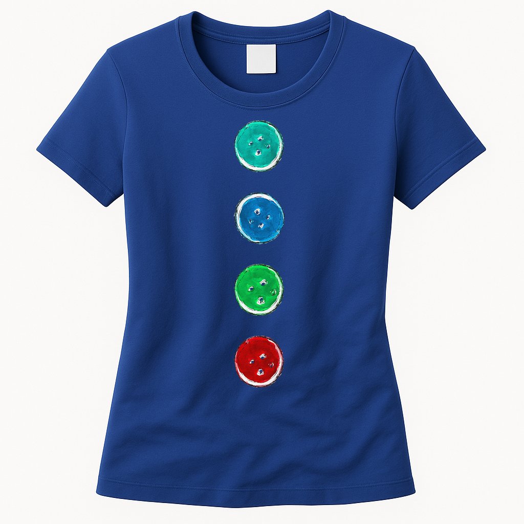Four Groovy Buttons Blue Cat Funny Halloween Custom Womens T-Shirt