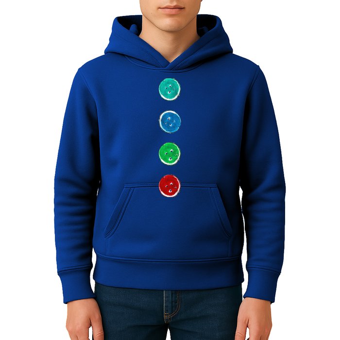 Four Groovy Buttons Blue Cat Funny Halloween Custom Kids Hoodie