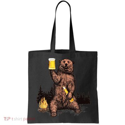 Funny Grizzly Bear Drinking Beer Camp Fire Woods Outdoor Gift Bag