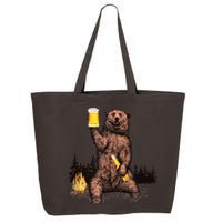 Funny Grizzly Bear Drinking Beer Camp Fire Woods Outdoor Gift 25L Jumbo Tote